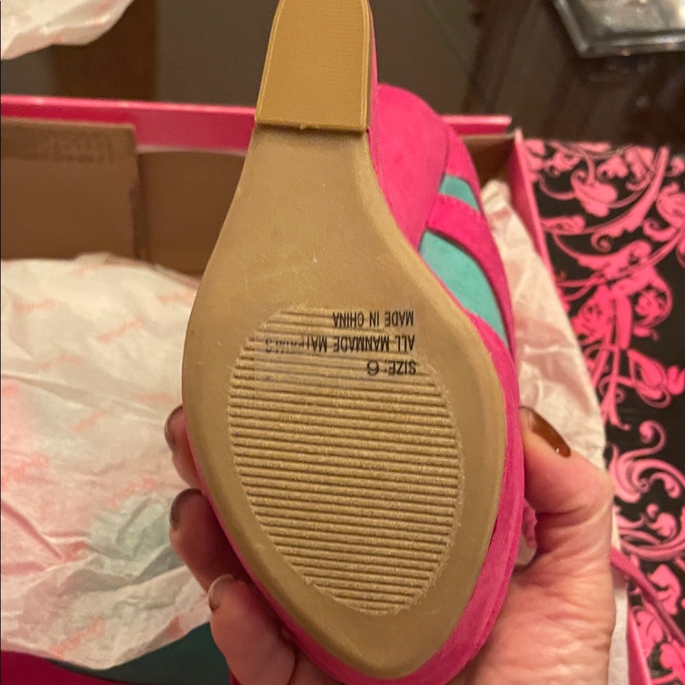 Qupid Pink and Green Platform Shoes - Picture 4 of 4